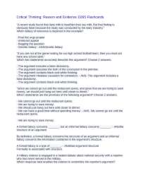 Critical Thinking Reason and Evidence D265 Flashcards.docx