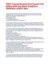 TNCC Trauma Nursing Core Course 11th Edition ENA Test Bank Graded A+ VERIFIED LATEST 2024.