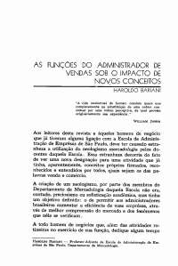 As Novas Funções do Administrador de Vendas sob o Impacto do Conceito de Mercadologia