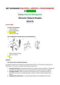 Set domande MULTIPLE + APERTE + FUORI PANIERE di BOTANICA - eCampus, Scienze Biologiche