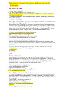 Psychiatric Nursing Questions and Answers with Rationale