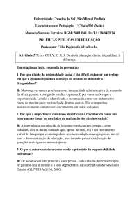 Políticas Públicas em Educação: Direito à Igualdade e Diferença