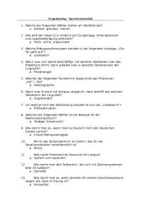 Prüfungsfragen Sprachwissenschaften