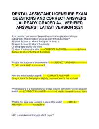 Dental Assistant Licensure Exam Questions and Answers