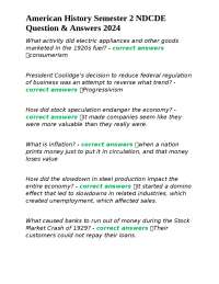 American History Semester 2 Q&A 2024