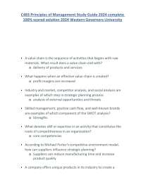 C483 Principles of Management Study Guide 2024 complete 100% scored solution 2024 Western