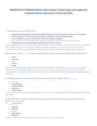 Principles of Management: Chapter 13 Quiz Answers and Explanations