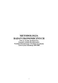 METODOLOGIA BADAŃ EKONOMICZNYCH