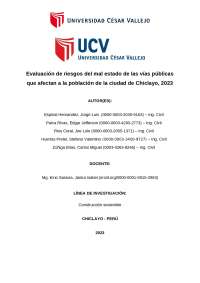 Evaluación de riesgos de las vías públicas en Chiclayo, 2023 - Prof. Jimenez