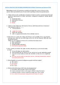 Media Information Literacy Practice Test Questions and Answers