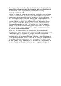 Análisis del Bullying Escolar: Causas y Consecuencias - Prof. Lopez