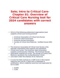 Critical Care Nursing: Test Questions and Answers