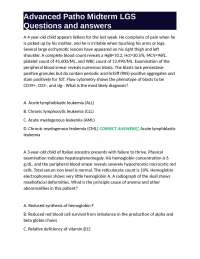 Advanced Patho Midterm LGS Questions and answers