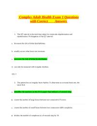 Complex Adult Health Exam 1 Questions with Correct                     Answers