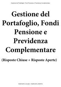Gestione del Portafoglio, Fondi Pensione e Previdenza Complementare - Paniere compilato