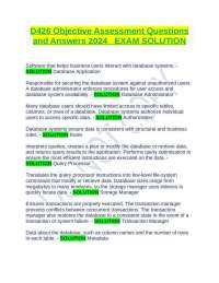 D426 Objective Assessment Questions and Answers 2024   EXAM SOLUTION