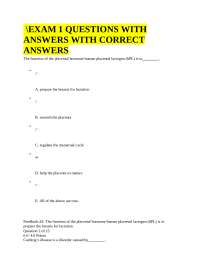 \EXAM 1 QUESTIONS WITH ANSWERS WITH CORRECT ANSWERS