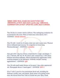 NBME CBSE REAL EXAM 200 QUESTIONS AND ANSWERS LATEST 2023-2024(USMLE STEP 1) A GRADE