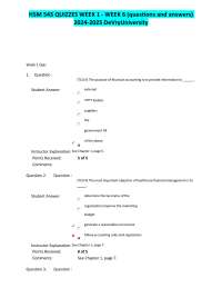 DeVry University HSM 543 Quizzes Week 1 - Week 6