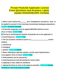 Private Pesticide Applicator License Exam Questions and Answers
