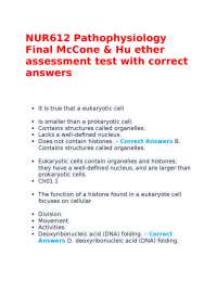 NUR612 Pathophysiology Final McCone & Hu ether assessment test with correct answers