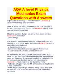 AQA A Level Physics Mechanics Exam Questions with Answers