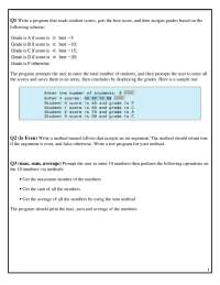 Programming Assignments: Score Analysis and Number Operations