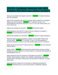 NCLEX: Cardiology Questions with 100% Solutions 2024 final exam solution Graded A