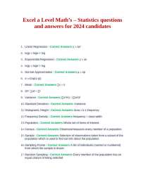 Excel a Level Math’s – Statistics questions and answers for 2024 candidates