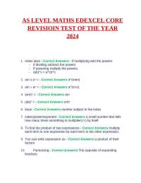 AS LEVEL MATHS EDEXCEL CORE REVISIOIN TEST OF THE YEAR 2024