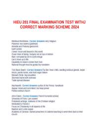 HIEU 201 FINAL EXAMINATION TEST WITHJ CORRECT MARKING SCHEME 2024