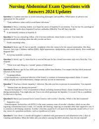 Nursing Abdominal Exam Questions with Answers 2024 Updates