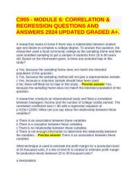C955 - MODULE 6: CORRELATION & REGRESSION QUESTIONS AND ANSWERS 2024 UPDATED GRADED A+