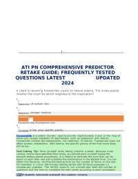 ATI PN COMPREHENSIVE PREDICTOR RETAKE GUIDE; FREQUENTLY TESTED QUESTIONS