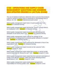 C720 - OPERATIONS AND SUPPLY CHAIN MANAGEMENT QUESTIONS AND ANSWERS 2024 UPDATED GRADED A+