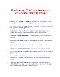 Biochemistry Test 1examination test with correct marking scheme