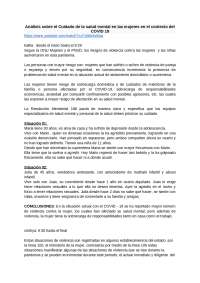 Análisis sobre el Cuidado de la salud mental en las mujeres en el contexto del COVID 19