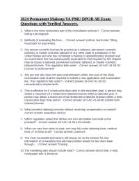 2024 Permanent Makeup VA PMU DPOR All Exam Questions with Verified Answers.