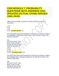 C955 MODULE 7: PROBABILITY QUESTIONS WITH ANSWERS 2024 UPDATED (ACTUAL EXAM) GRADED 100% P