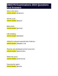 OB/GYN Examinations 2024 Questions And Answers