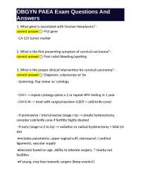 OBGYN PAEA Exam Questions And Answers