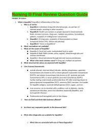 Nursing III Final Review Question Guide