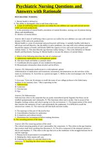 Psychiatric Nursing Questions and Answers with Rationale