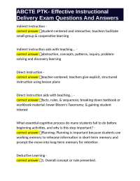 ABCTE PTK- Effective Instructional Delivery Exam Questions And Answers