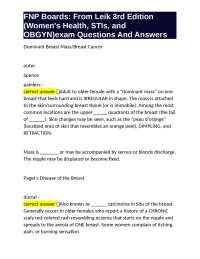 FNP Boards: From Leik 3rd Edition (Women's Health, STIs, and OBGYN)exam Questions And Answ