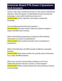 American Board PTK Exam 2 Questions And Answers