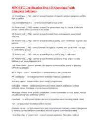 MPOETC Certification Test| 151 Questions| With Complete Solutions