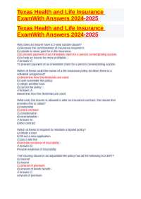 Texas Health and Life Insurance ExamWith Answers 2024-2025.docx