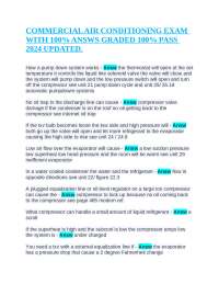 COMMERCIAL AIR CONDITIONING EXAM WITH 100% ANSWS GRADED 100% PASS 2024 UPDATED.