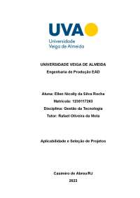 AVA 2 GESTÃO DA TECNOLOGIA